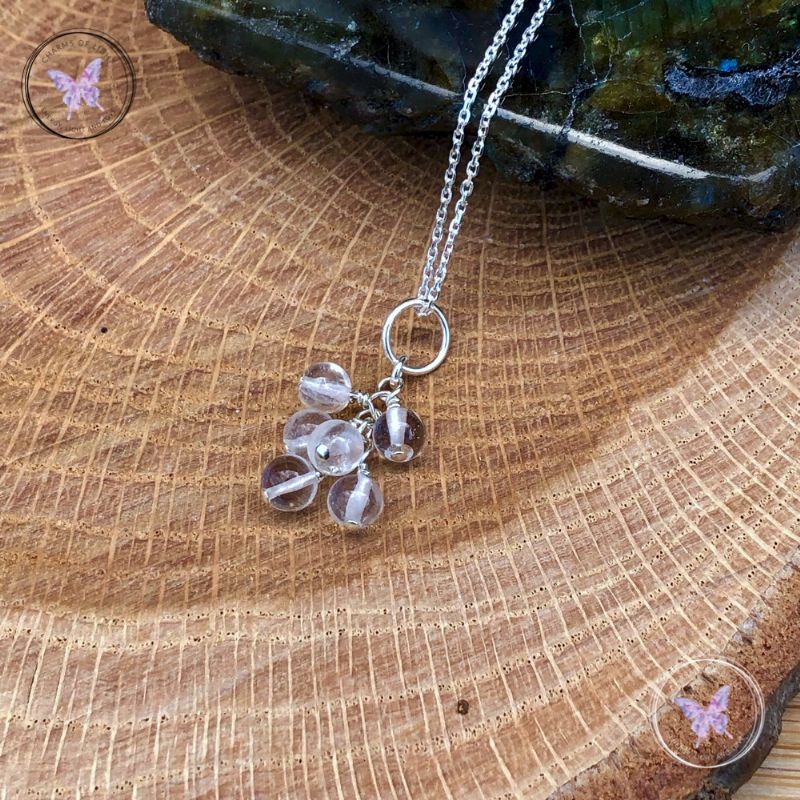 Clear Quartz Cluster April Birthstone Necklace